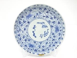 古伊万里　染付　花唐草　七寸皿